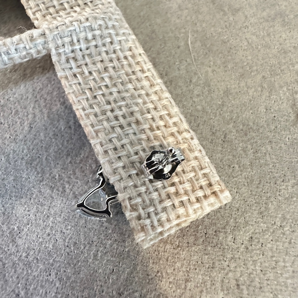 Sterling Silver 16.3mm Blue Topaz Triangle Stud Earrings - Picture 3 of 5